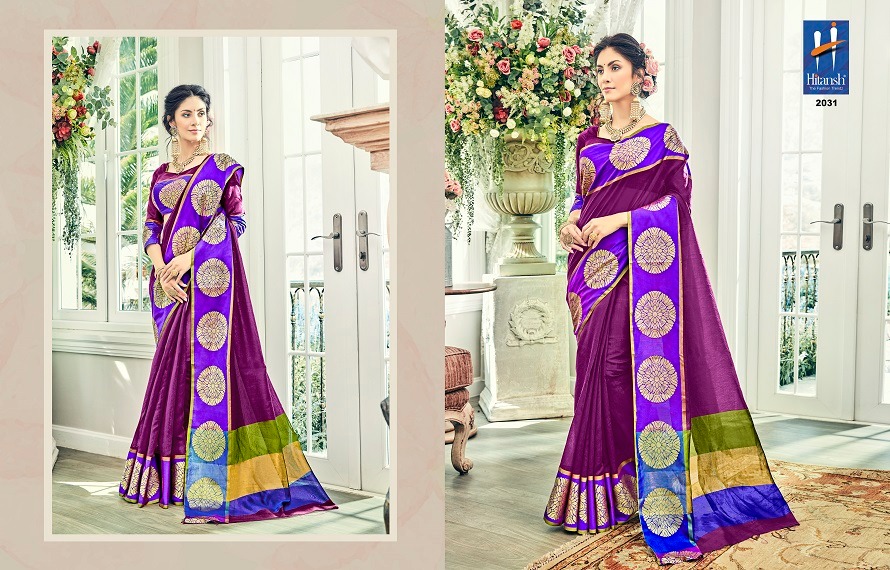 Silk Touch Vol-4 By Hitansh Fashion 2030 To 2040 Series Indian Traditional Wear Collection Beautiful Stylish Fancy Colorful Party Wear & Occasional Wear Cotton Silk Sarees At Wholesale Price