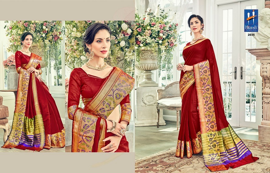 Silk Touch Vol-4 By Hitansh Fashion 2030 To 2040 Series Indian Traditional Wear Collection Beautiful Stylish Fancy Colorful Party Wear & Occasional Wear Cotton Silk Sarees At Wholesale Price