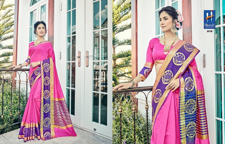 Silk Touch Vol-4 By Hitansh Fashion 2030 To 2040 Series Indian Traditional Wear Collection Beautiful Stylish Fancy Colorful Party Wear & Occasional Wear Cotton Silk Sarees At Wholesale Price