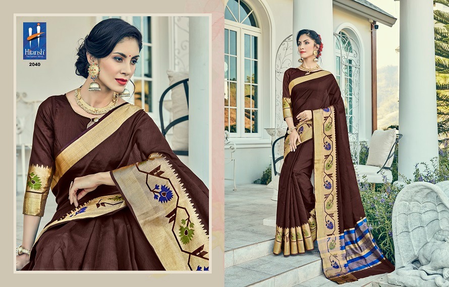 Silk Touch Vol-4 By Hitansh Fashion 2030 To 2040 Series Indian Traditional Wear Collection Beautiful Stylish Fancy Colorful Party Wear & Occasional Wear Cotton Silk Sarees At Wholesale Price