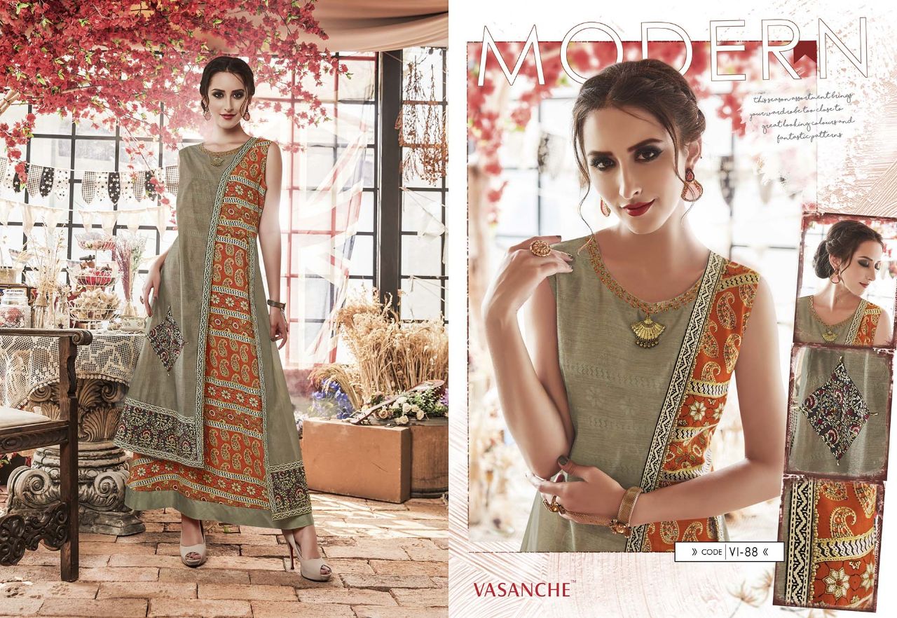 Silken By Vasanche 88 To 95 Series Designer Beautiful Stylish Fancy Colorful Party Wear & Ethnic Wear Silk & Rayon Printed Kurtis At Wholesale Price