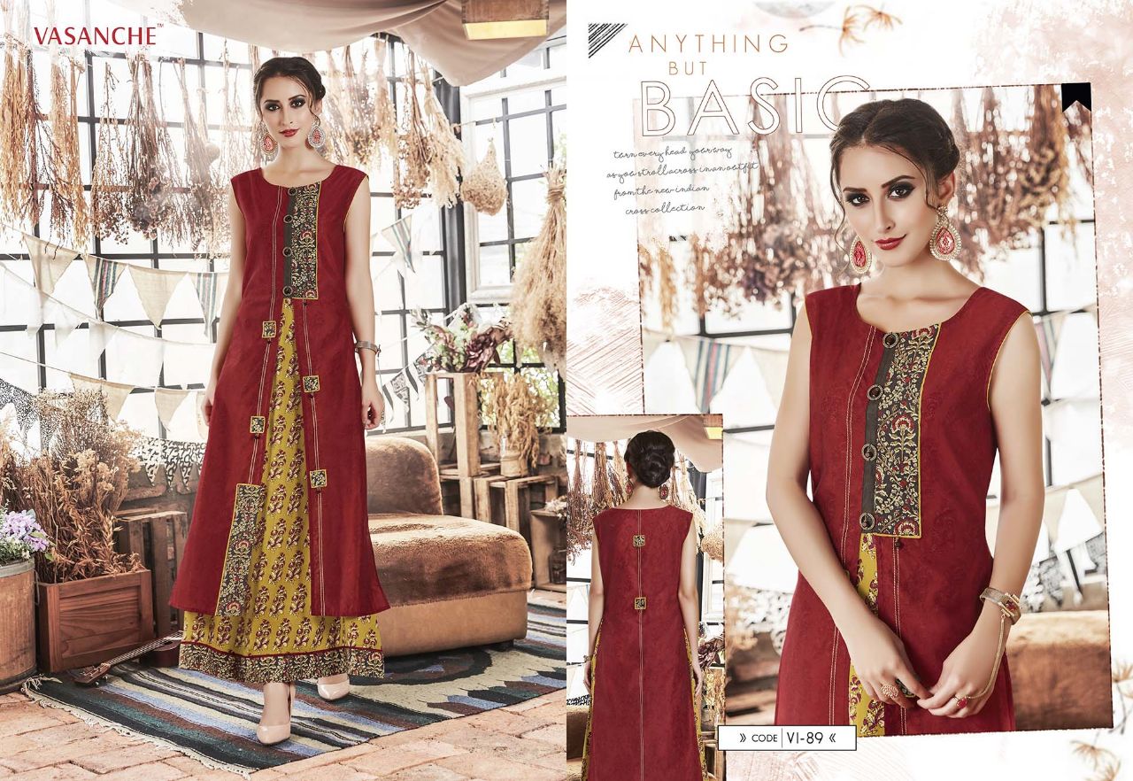 Silken By Vasanche 88 To 95 Series Designer Beautiful Stylish Fancy Colorful Party Wear & Ethnic Wear Silk & Rayon Printed Kurtis At Wholesale Price