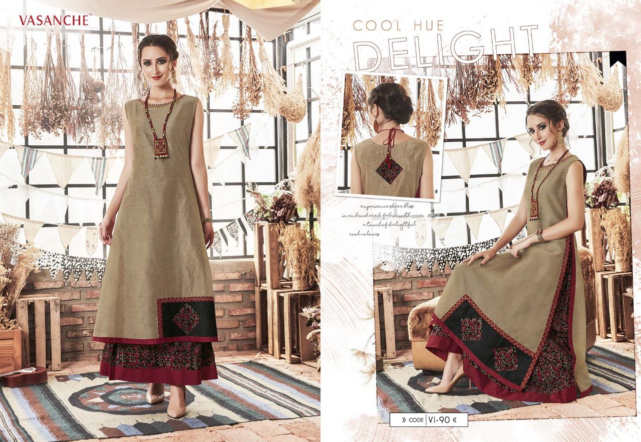 Silken By Vasanche 88 To 95 Series Designer Beautiful Stylish Fancy Colorful Party Wear & Ethnic Wear Silk & Rayon Printed Kurtis At Wholesale Price