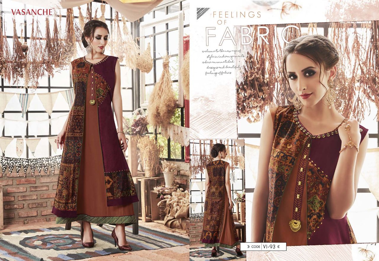 Silken By Vasanche 88 To 95 Series Designer Beautiful Stylish Fancy Colorful Party Wear & Ethnic Wear Silk & Rayon Printed Kurtis At Wholesale Price