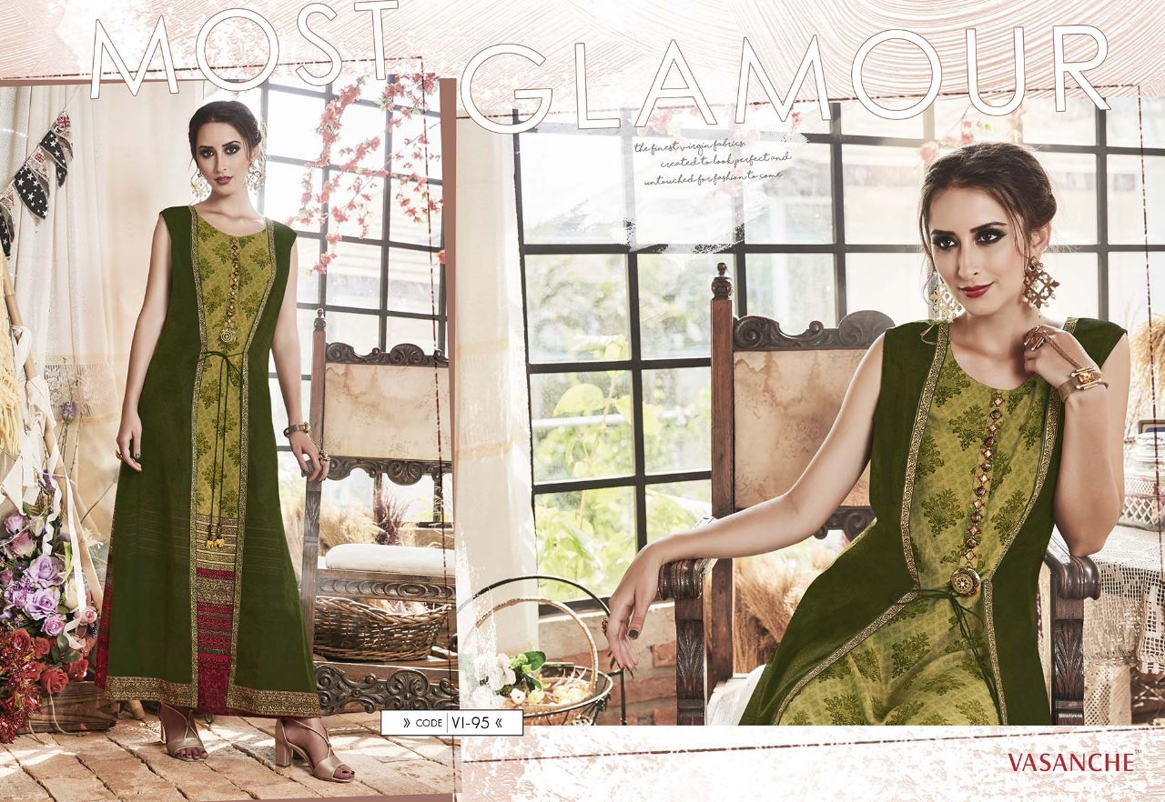 Silken By Vasanche 88 To 95 Series Designer Beautiful Stylish Fancy Colorful Party Wear & Ethnic Wear Silk & Rayon Printed Kurtis At Wholesale Price