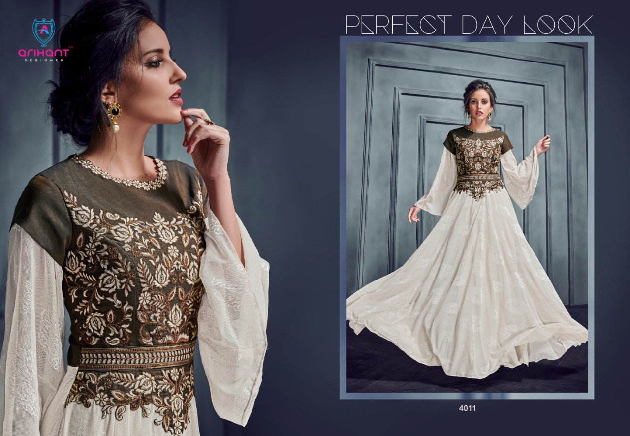 Silky Vol-2 By Arihant Designer 4011 To 4019 Series Designer Gowns Collection Beautiful Stylish Fancy Colorful Party Wear & Occasional Wear Silk Gowns At Wholesale Price