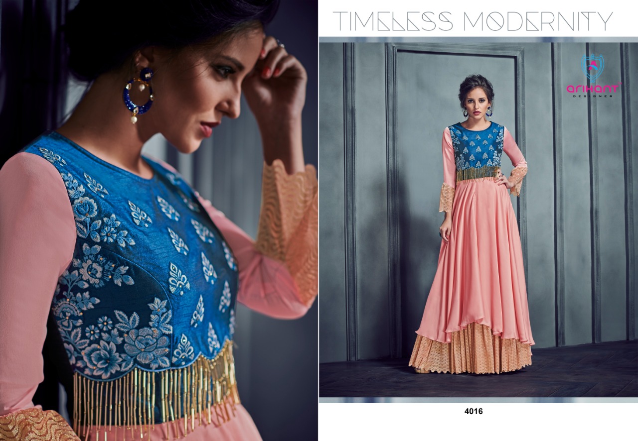 Silky Vol-2 By Arihant Designer 4011 To 4019 Series Designer Gowns Collection Beautiful Stylish Fancy Colorful Party Wear & Occasional Wear Silk Gowns At Wholesale Price