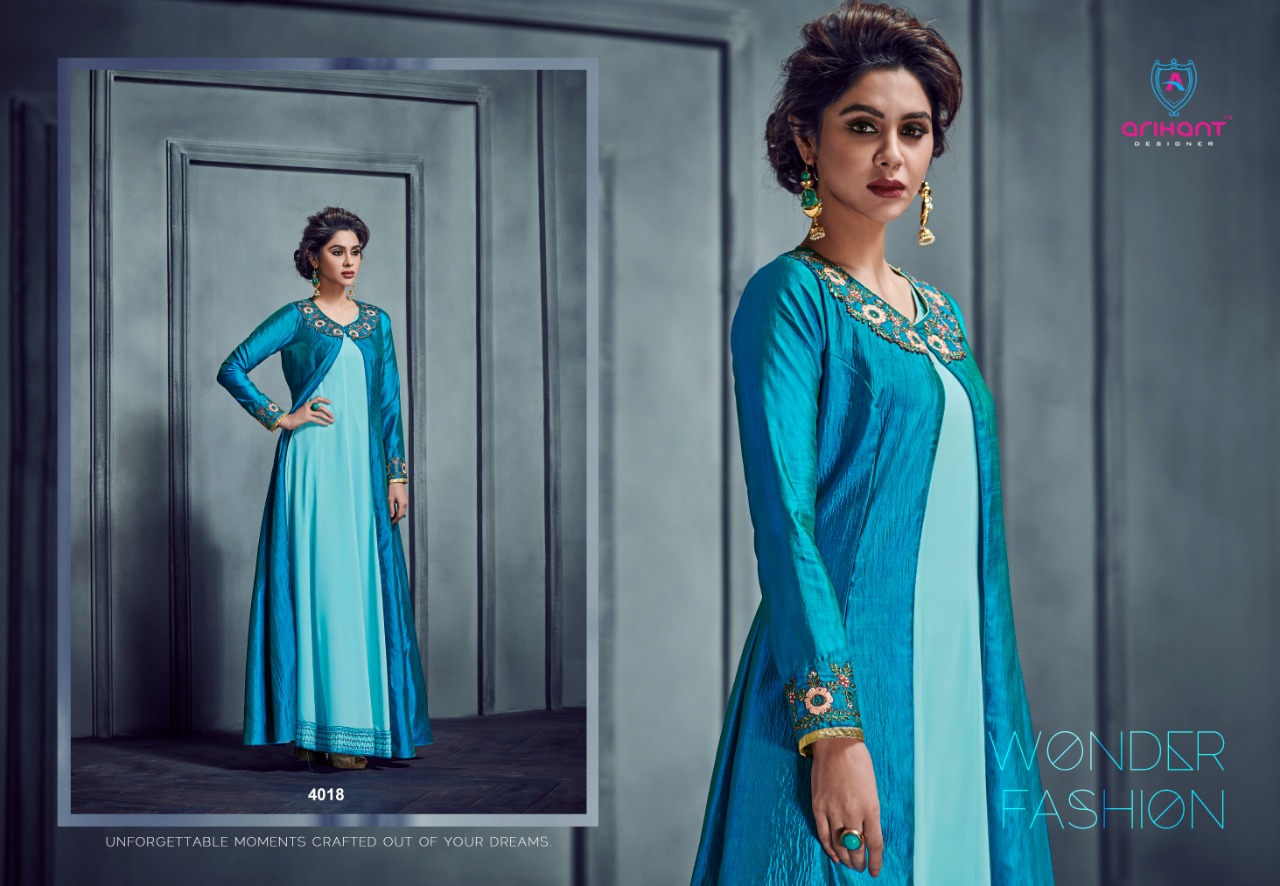Silky Vol-2 By Arihant Designer 4011 To 4019 Series Designer Gowns Collection Beautiful Stylish Fancy Colorful Party Wear & Occasional Wear Silk Gowns At Wholesale Price
