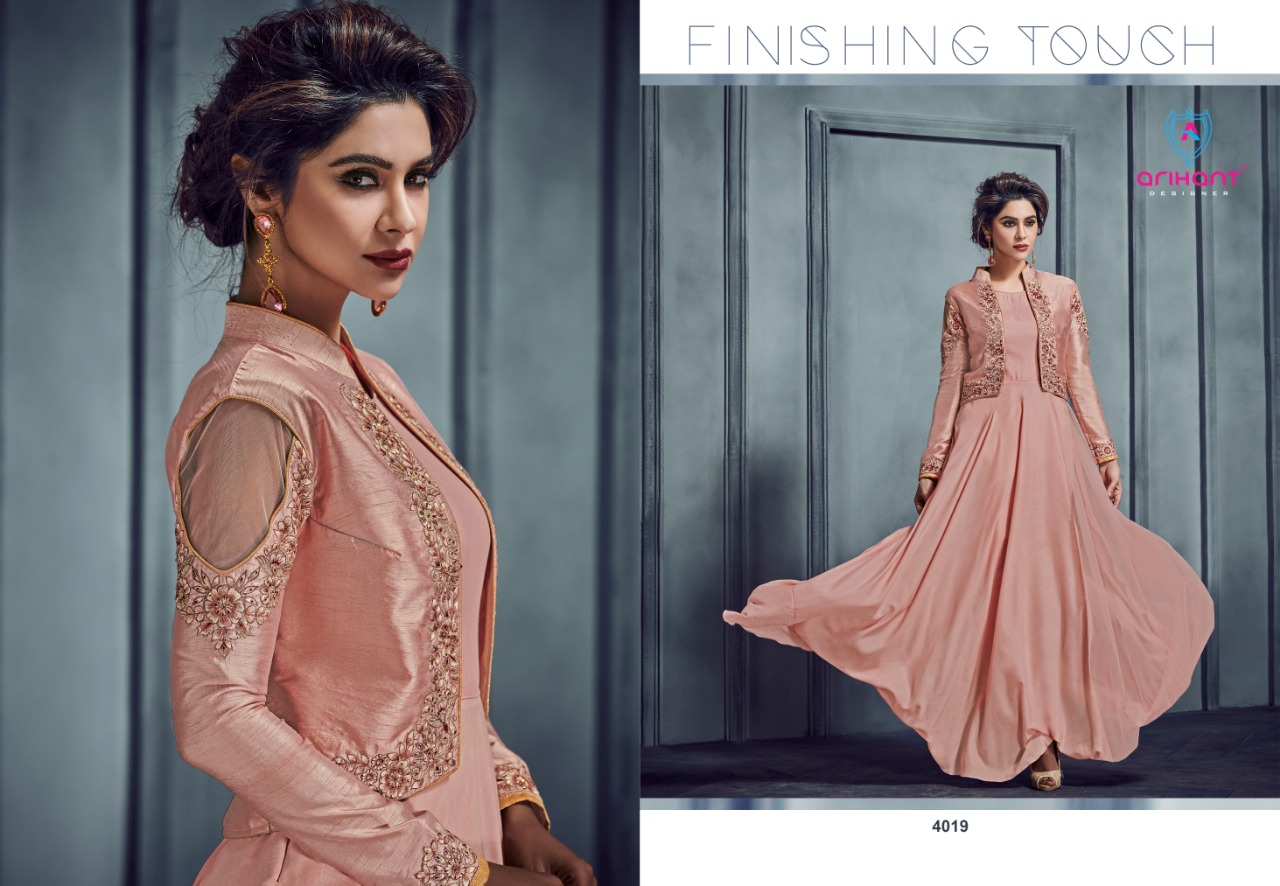 Silky Vol-2 By Arihant Designer 4011 To 4019 Series Designer Gowns Collection Beautiful Stylish Fancy Colorful Party Wear & Occasional Wear Silk Gowns At Wholesale Price
