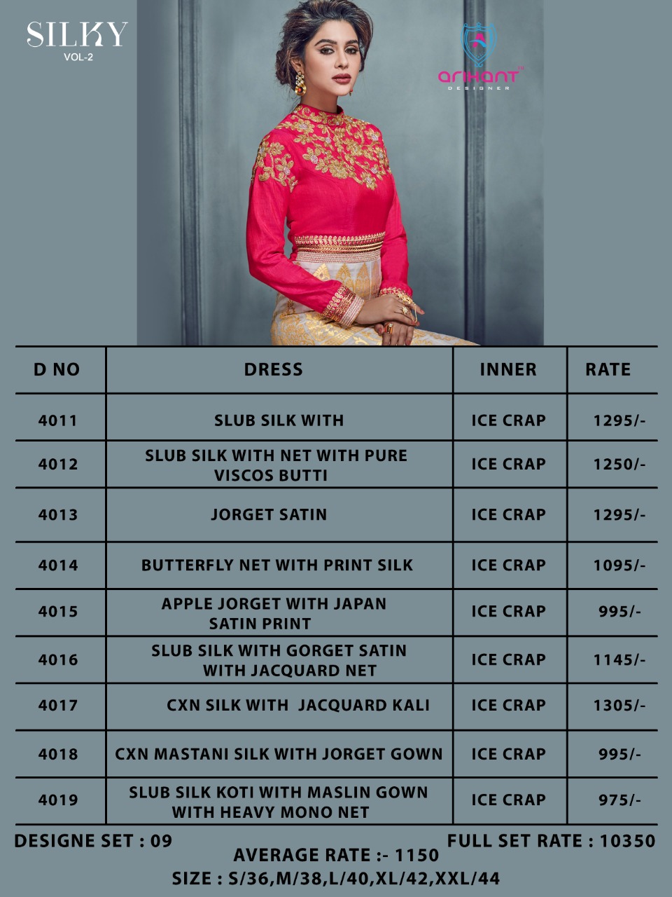 Silky Vol-2 By Arihant Designer 4011 To 4019 Series Designer Gowns Collection Beautiful Stylish Fancy Colorful Party Wear & Occasional Wear Silk Gowns At Wholesale Price