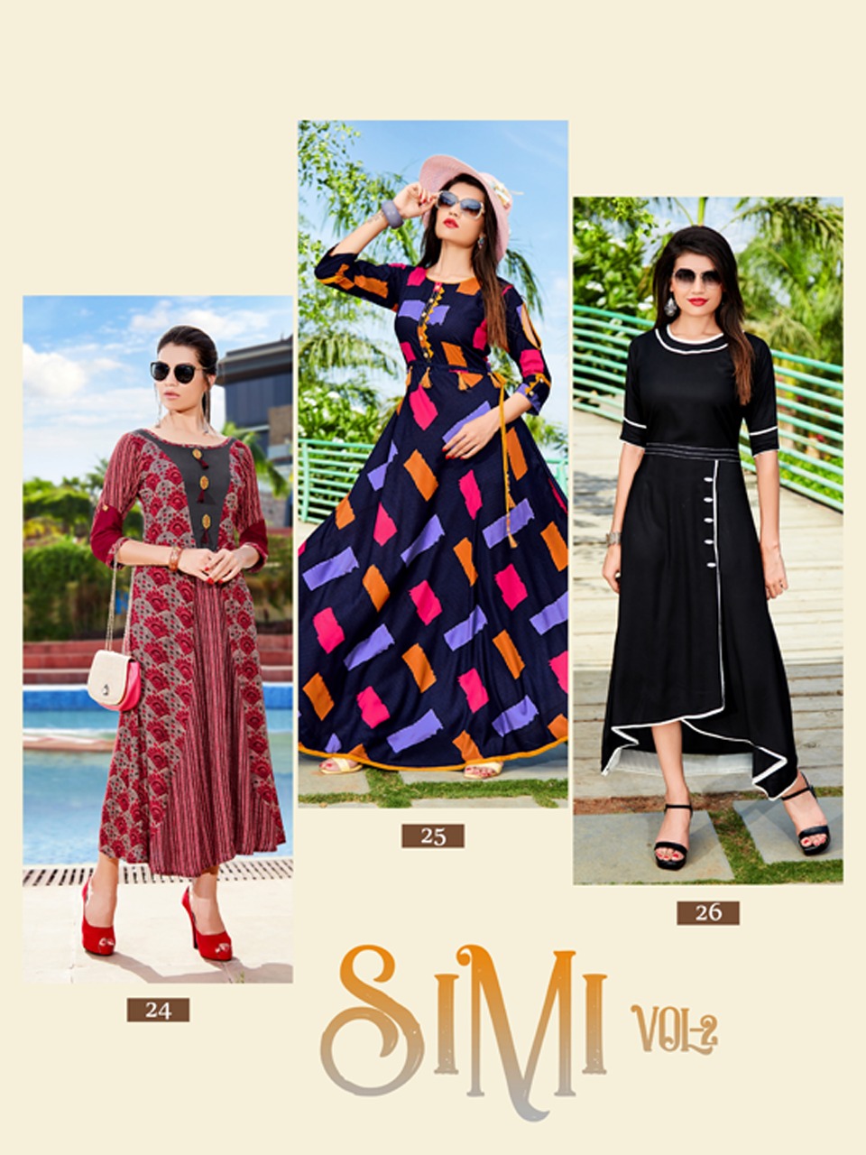 Simi Vol-2 By Krisha 21 To 26 Series Designer Beautiful Stylish Fancy Colorful Casual Wear & Ethnic Wear Heavy Rayon Printed Kurtis At Wholesale Price