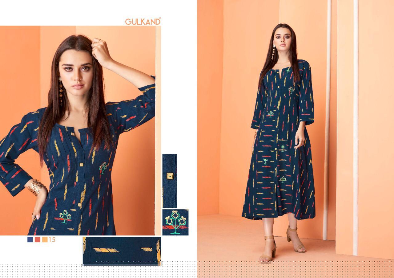 Simran By Gulkand 13 To 18 Series Stylish Fancy Beautiful Colorful Casual Wear & Ethnic Wear Jaipur Handloom Cotton With Hand Work Kurtis At Wholesale Price