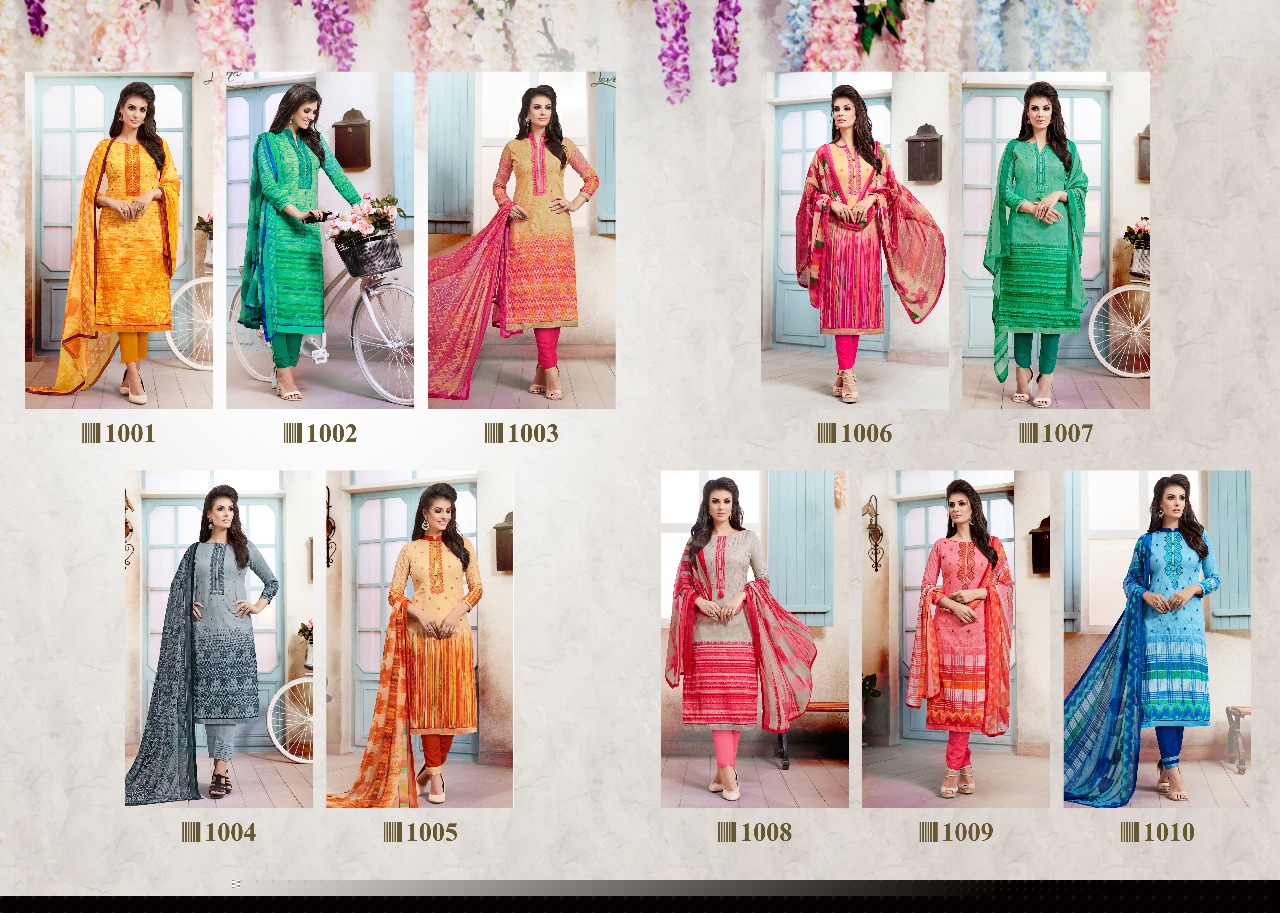 Simran By Sagar 1001 To 1010 Series Stylish Colorful Fancy Beautiful Casual Wear Summer Collection Ethnic Wear Cambric Cotton Printed Dresses At Wholesale Price