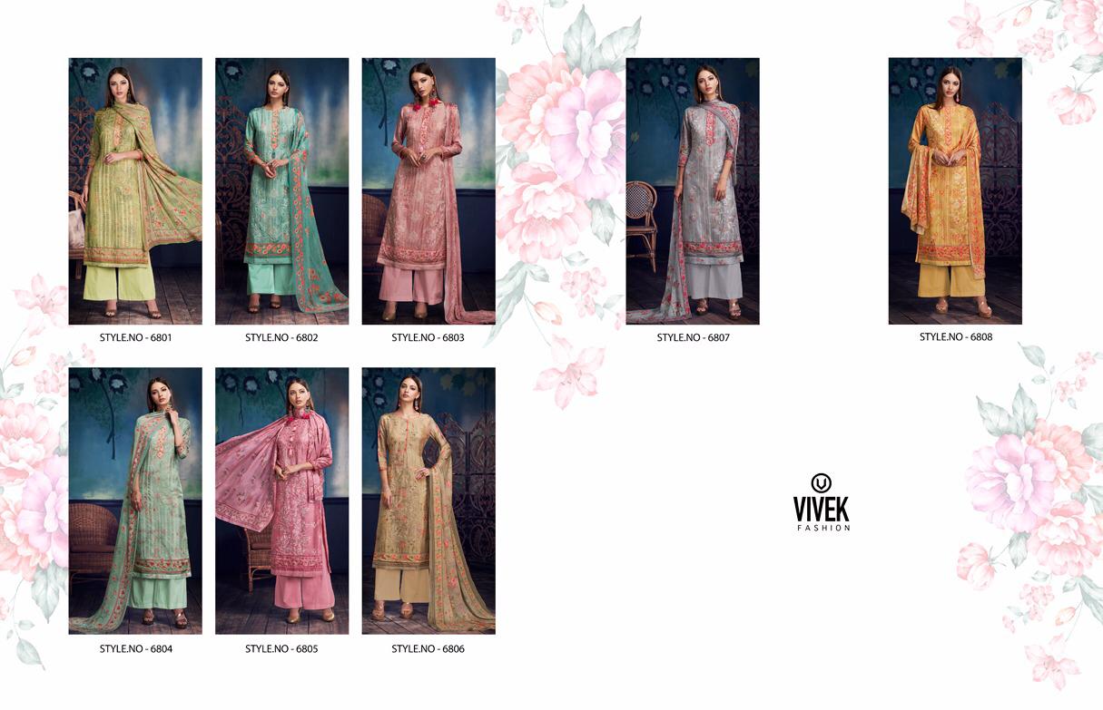 Simran By Vivek Fashion 6801 To 6808 Series Beautiful Suits Stylish Fancy Colorful Casual Wear & Ethnic Wear Collection Upada Silk Embroidered Dresses At Wholesale Price