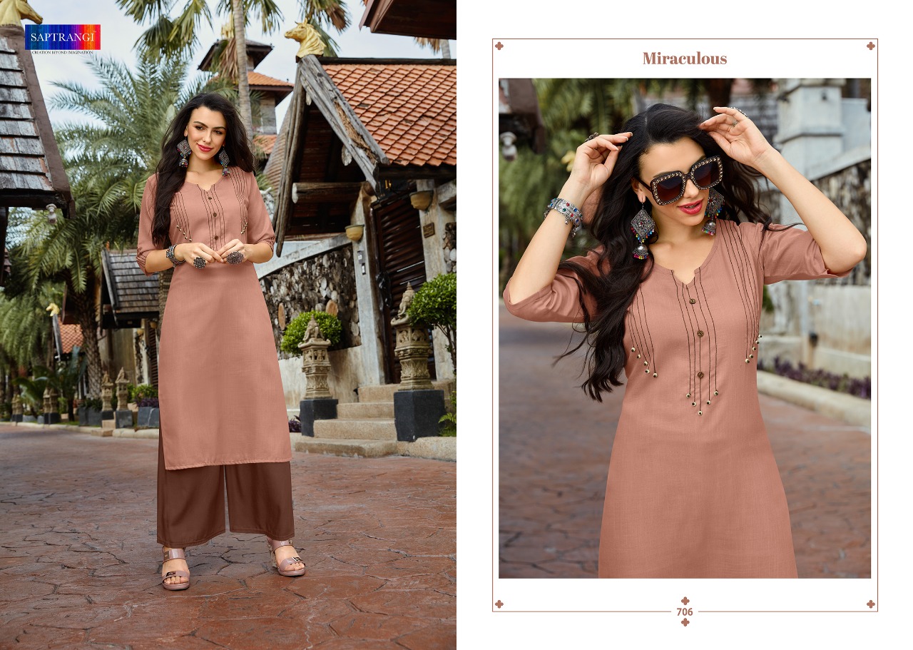 Sisa By Saptrangi 701 To 707 Series Beautiful Stylish Fancy Colorful Casual Wear & Ethnic Wear & Ready To Wear Coton Kurtis With Palazzo At Wholesale Price