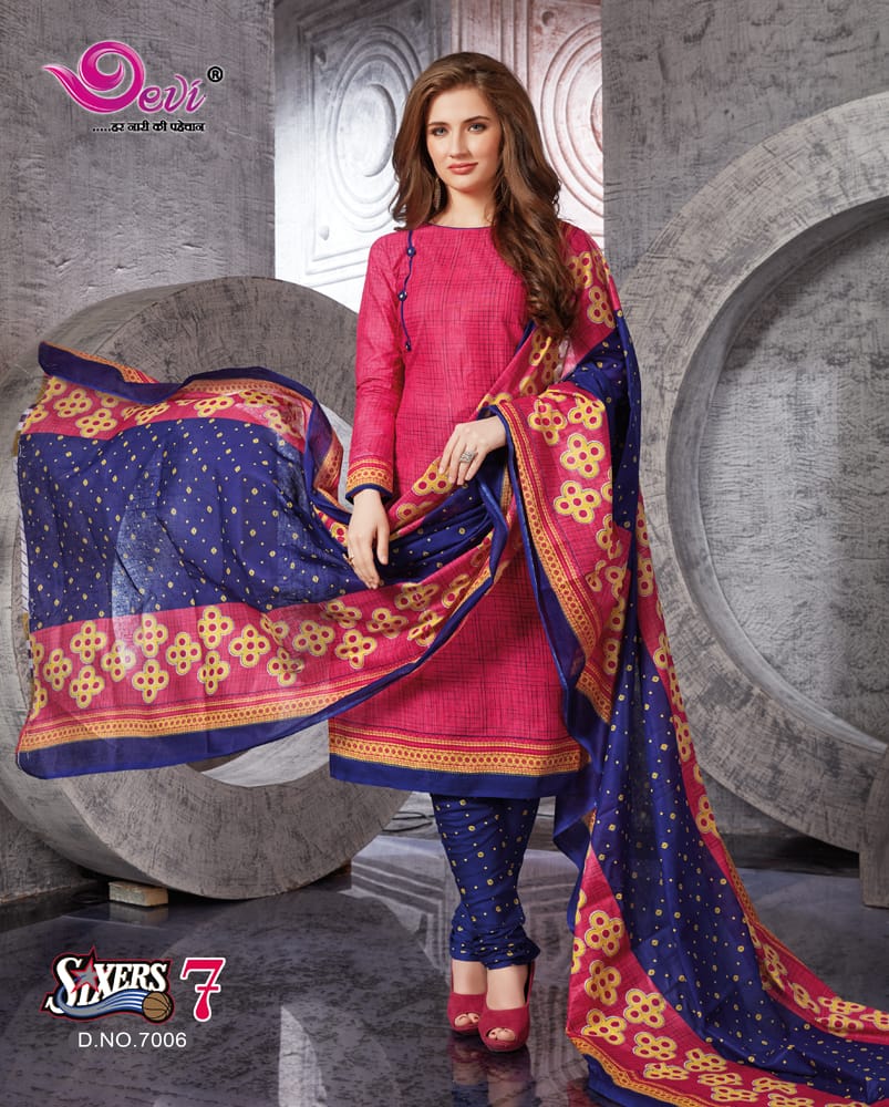 Sixer Vol-7 By Devi 7001 To 7012 Series Beautiful Stylish Fancy Colorful Casual Wear & Ethnic Wear Cotton Printed Dresses At Wholesale Price