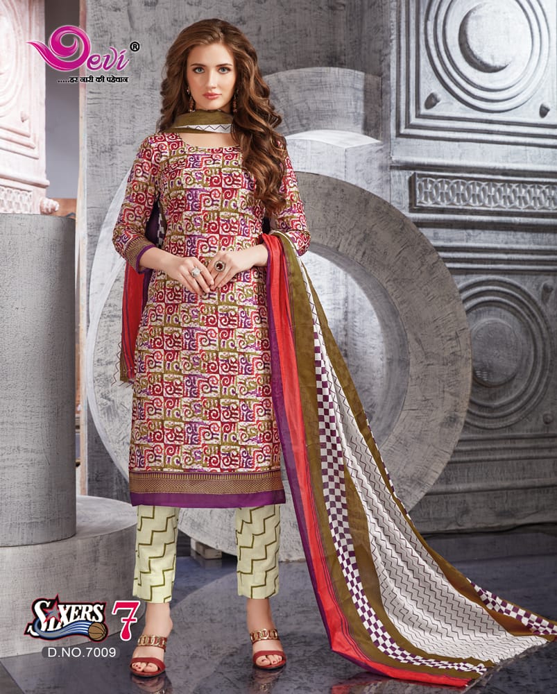Sixer Vol-7 By Devi 7001 To 7012 Series Beautiful Stylish Fancy Colorful Casual Wear & Ethnic Wear Cotton Printed Dresses At Wholesale Price