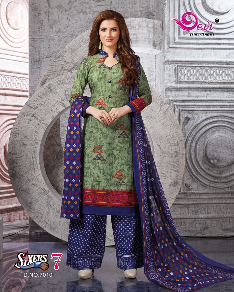 Sixer Vol-7 By Devi 7001 To 7012 Series Beautiful Stylish Fancy Colorful Casual Wear & Ethnic Wear Cotton Printed Dresses At Wholesale Price
