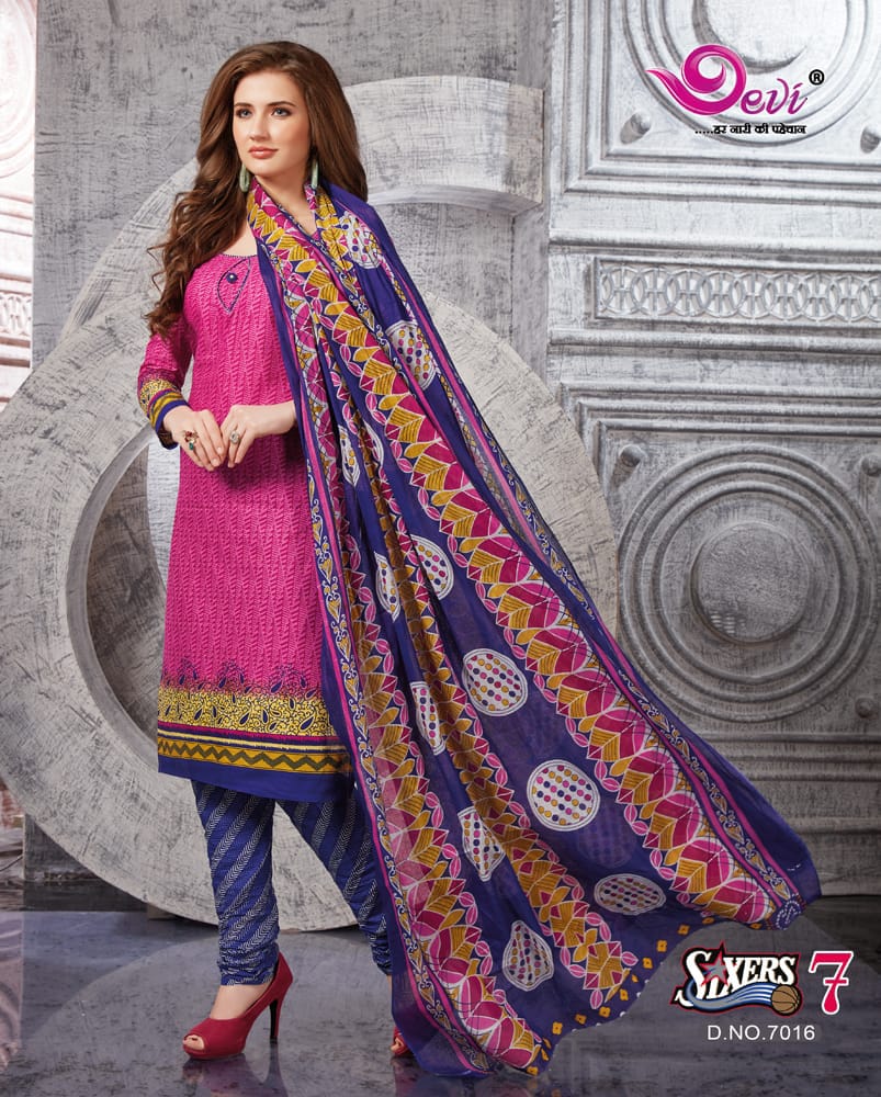 Sixer Vol-7 By Devi 7001 To 7012 Series Beautiful Stylish Fancy Colorful Casual Wear & Ethnic Wear Cotton Printed Dresses At Wholesale Price