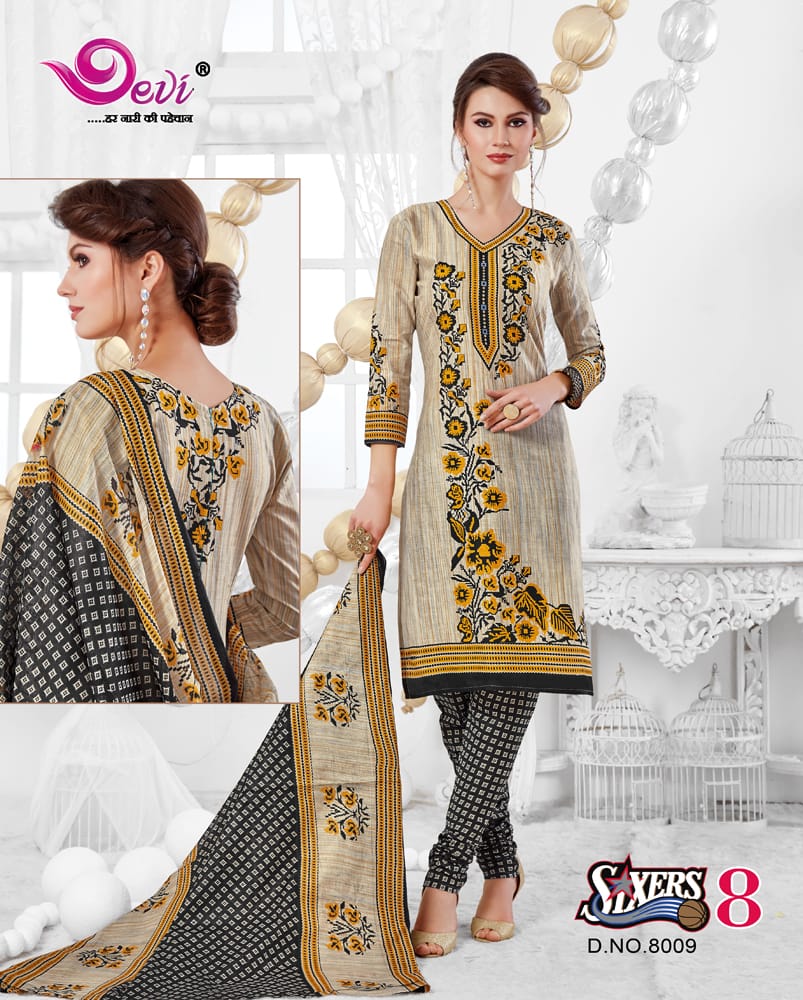 Sixer Vol-8 By Devi 8001 To 8016 Series Indian Traditional Wear Collection Beautiful Stylish Fancy Colorful Party Wear & Occasional Wear Cotton Printed Dress At Wholesale Price