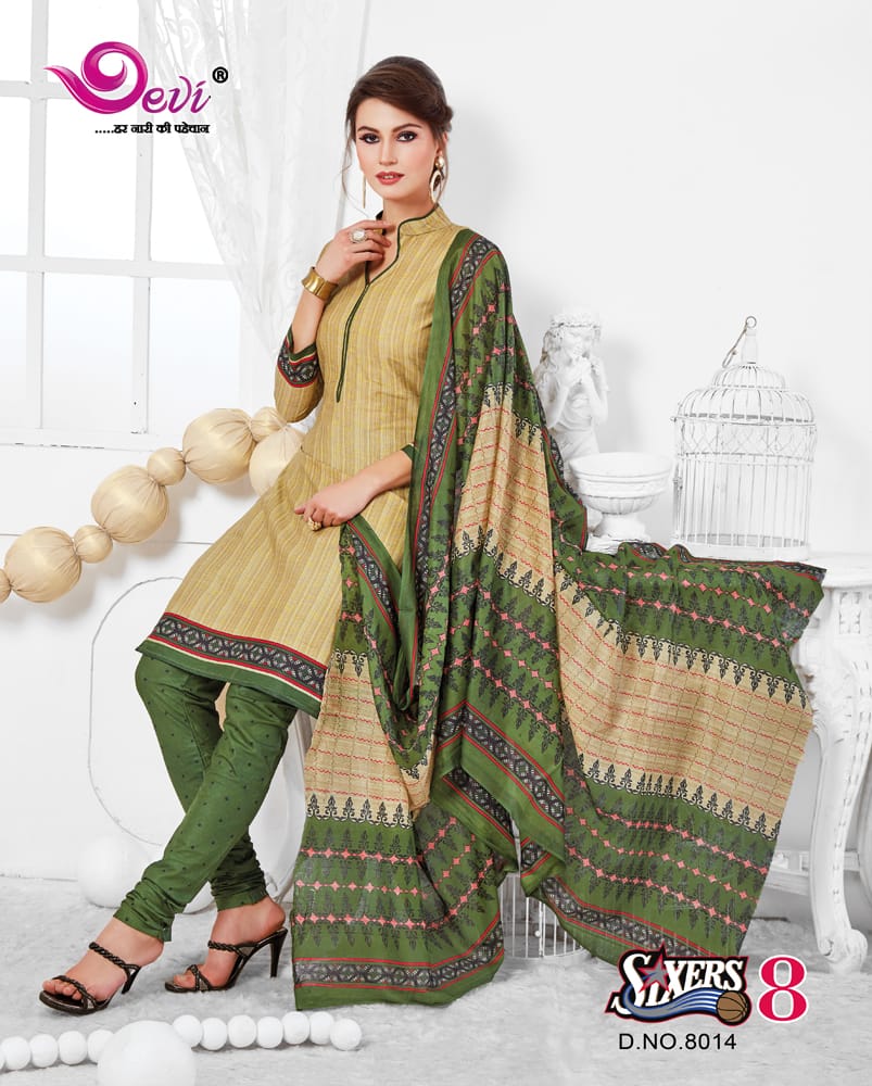 Sixer Vol-8 By Devi 8001 To 8016 Series Indian Traditional Wear Collection Beautiful Stylish Fancy Colorful Party Wear & Occasional Wear Cotton Printed Dress At Wholesale Price