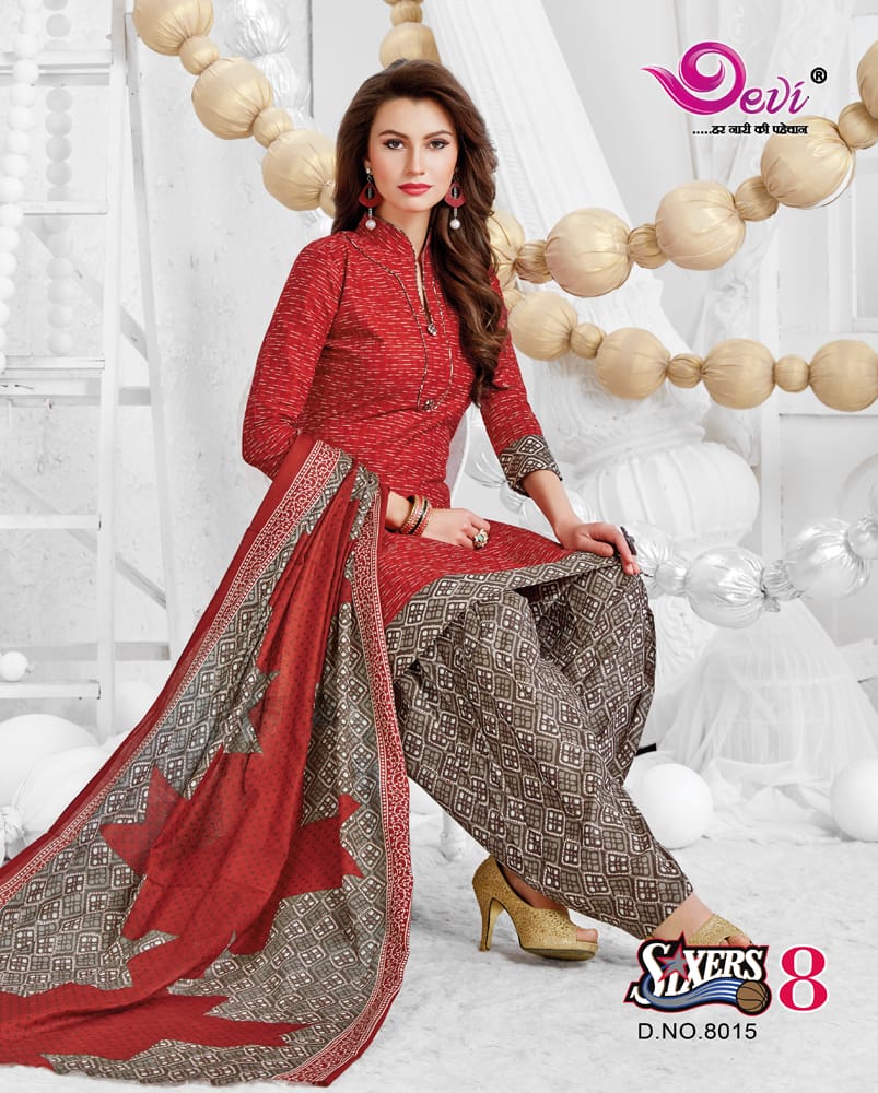 Sixer Vol-8 By Devi 8001 To 8016 Series Indian Traditional Wear Collection Beautiful Stylish Fancy Colorful Party Wear & Occasional Wear Cotton Printed Dress At Wholesale Price