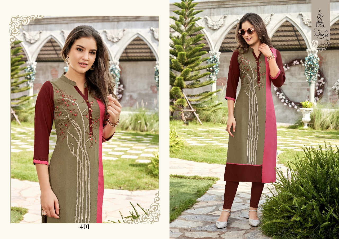 Siya Vol-4 By Diksha Creation 401 To 414 Series Beautiful Stylish Fancy Colorful Casual Wear & Ethnic Wear Rayon Embroidered Kurtis At Wholesale Price