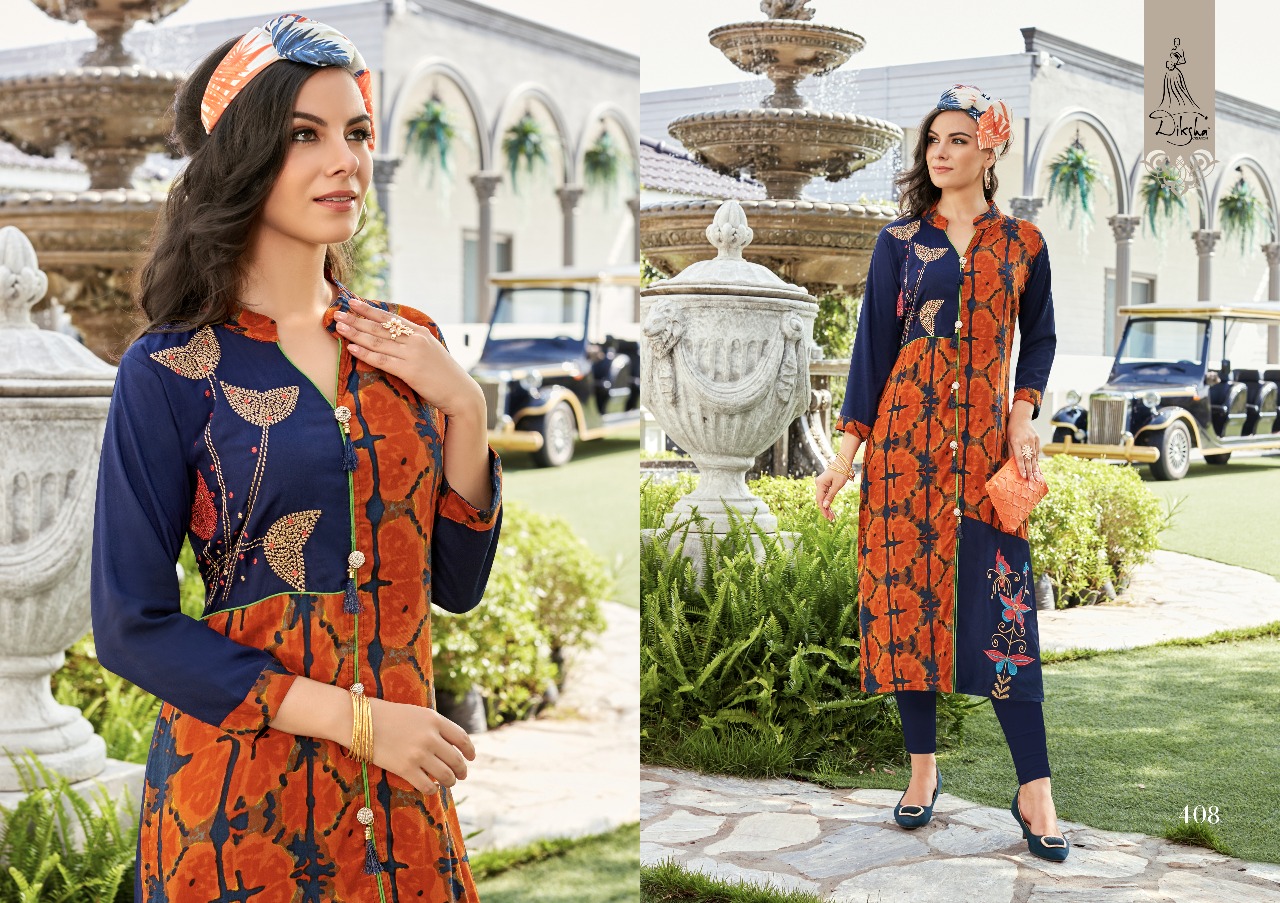 Siya Vol-4 By Diksha Creation 401 To 414 Series Beautiful Stylish Fancy Colorful Casual Wear & Ethnic Wear Rayon Embroidered Kurtis At Wholesale Price