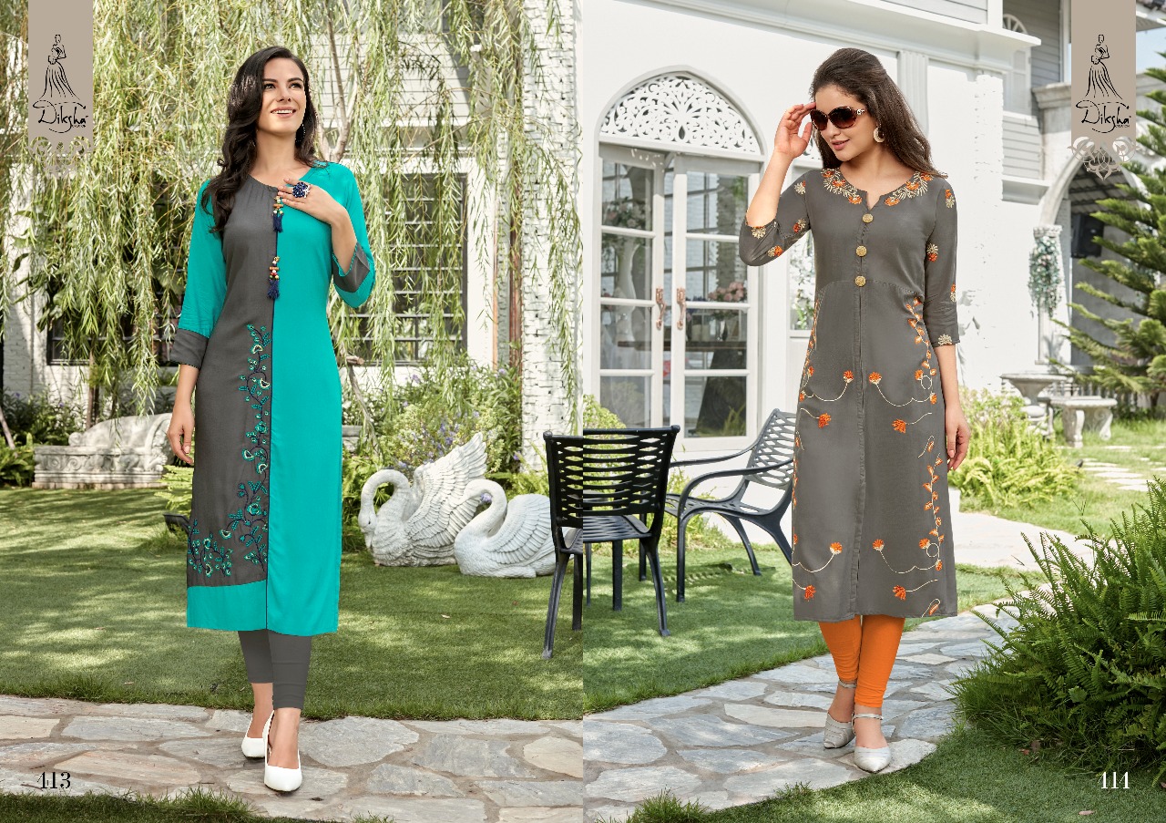 Siya Vol-4 By Diksha Creation 401 To 414 Series Beautiful Stylish Fancy Colorful Casual Wear & Ethnic Wear Rayon Embroidered Kurtis At Wholesale Price