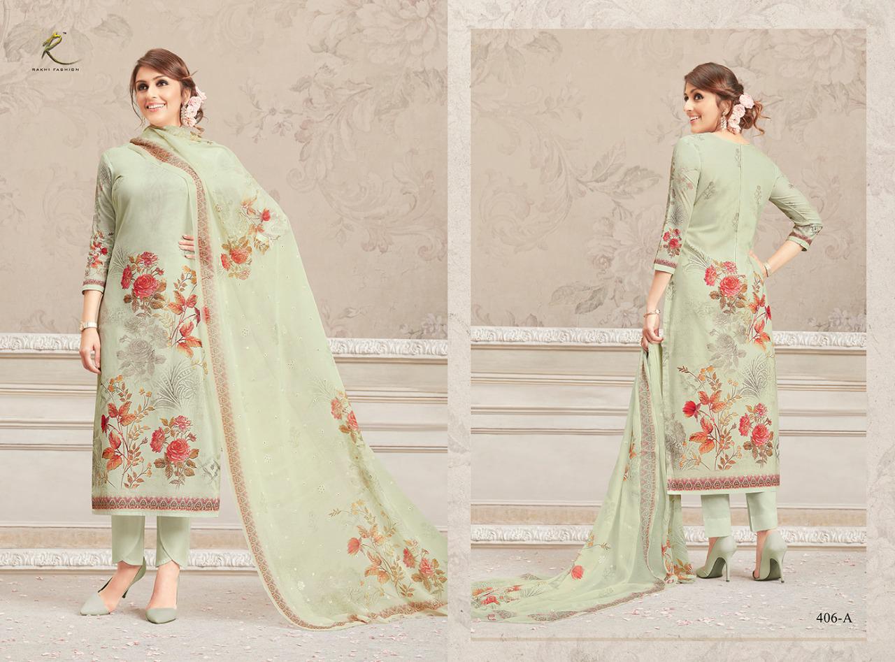Sizzling Summer By Rakhi Fashion 405-a To 408-b Series Beautiful Suits Stylish Fancy Colorful Party Wear & Ethnic Wear Fine Lawn Cotton Digital Printed Dresses At Wholesale Price