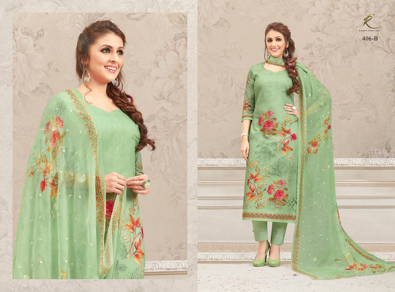 Sizzling Summer By Rakhi Fashion 405-a To 408-b Series Beautiful Suits Stylish Fancy Colorful Party Wear & Ethnic Wear Fine Lawn Cotton Digital Printed Dresses At Wholesale Price