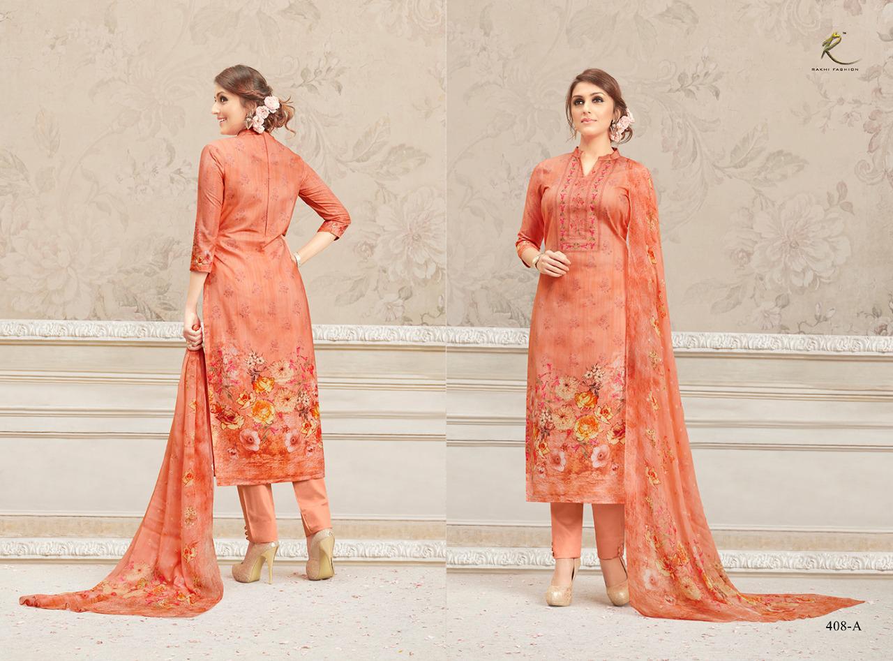 Sizzling Summer By Rakhi Fashion 405-a To 408-b Series Beautiful Suits Stylish Fancy Colorful Party Wear & Ethnic Wear Fine Lawn Cotton Digital Printed Dresses At Wholesale Price