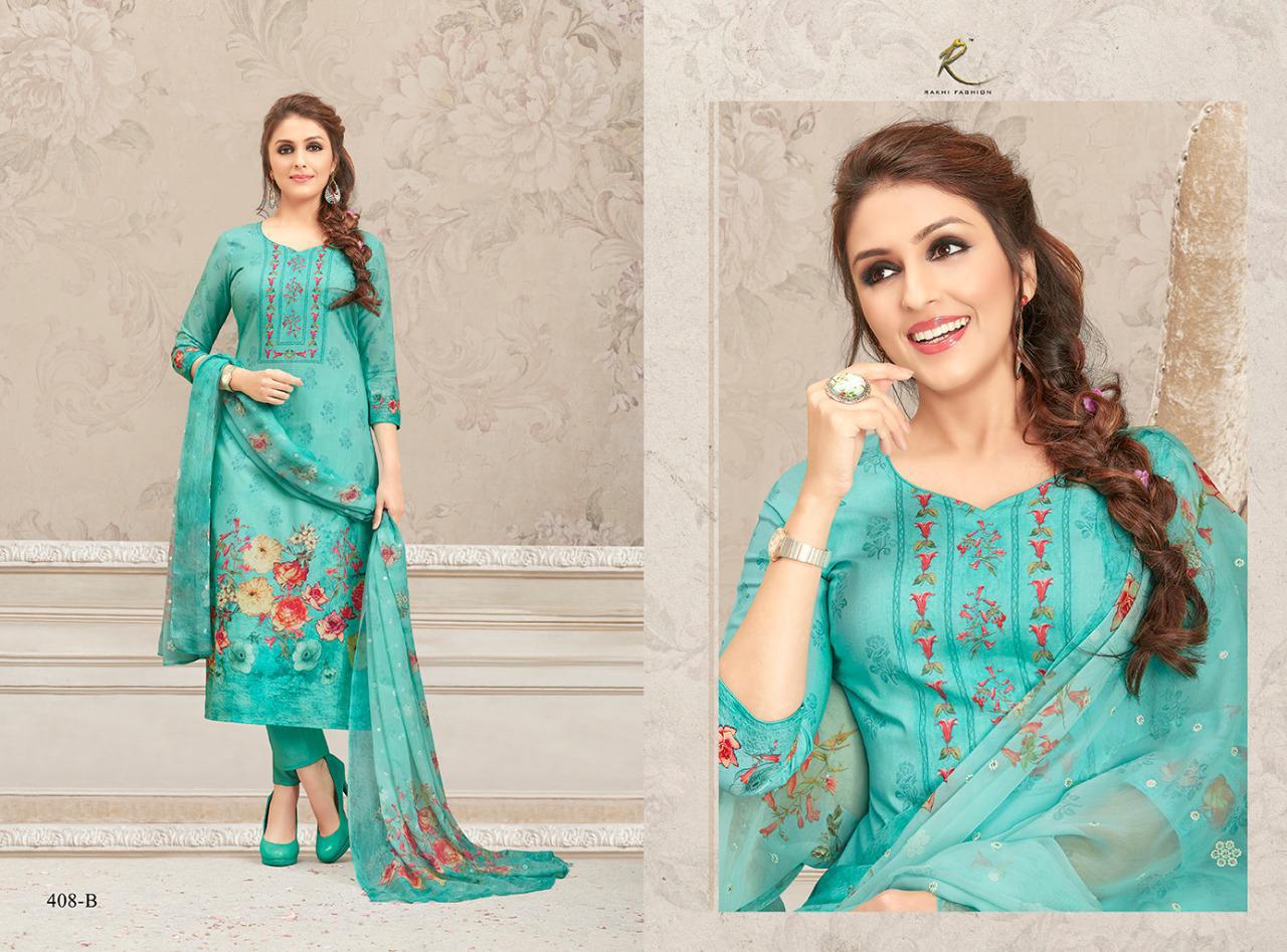 Sizzling Summer By Rakhi Fashion 405-a To 408-b Series Beautiful Suits Stylish Fancy Colorful Party Wear & Ethnic Wear Fine Lawn Cotton Digital Printed Dresses At Wholesale Price
