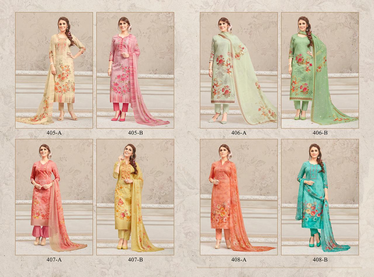 Sizzling Summer By Rakhi Fashion 405-a To 408-b Series Beautiful Suits Stylish Fancy Colorful Party Wear & Ethnic Wear Fine Lawn Cotton Digital Printed Dresses At Wholesale Price