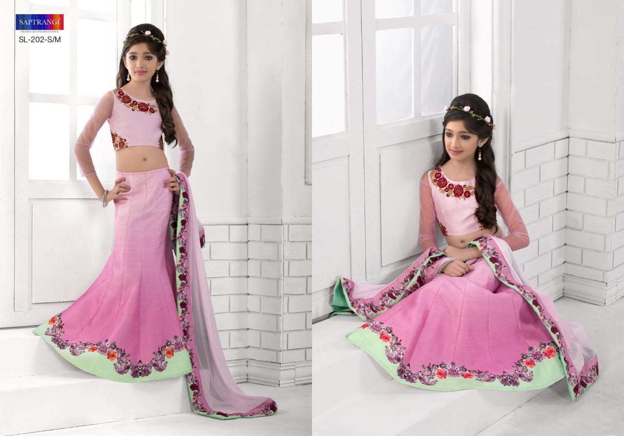 Saptrangi 201 Daughter Series By Saptrangi 201 To 212 Series Designer Wedding Collection Suits Beautiful Stylish Fancy Colorful Party Wear & Occasional Wear Net/georgette Embroidered Lehengas At Wholesale Price