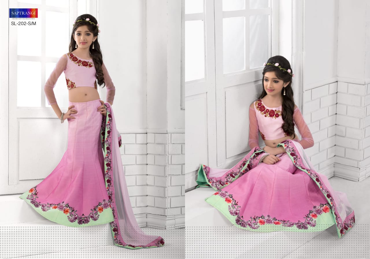 Saptrangi 201 Daughter Series By Saptrangi 201 To 212 Series Designer Wedding Collection Suits Beautiful Stylish Fancy Colorful Party Wear & Occasional Wear Net/georgette Embroidered Lehengas At Wholesale Price
