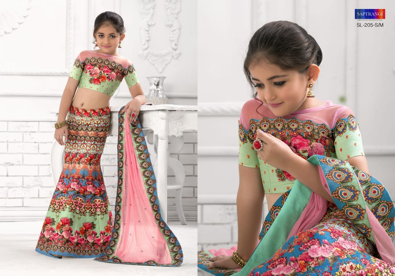 Saptrangi 201 Daughter Series By Saptrangi 201 To 212 Series Designer Wedding Collection Suits Beautiful Stylish Fancy Colorful Party Wear & Occasional Wear Net/georgette Embroidered Lehengas At Wholesale Price