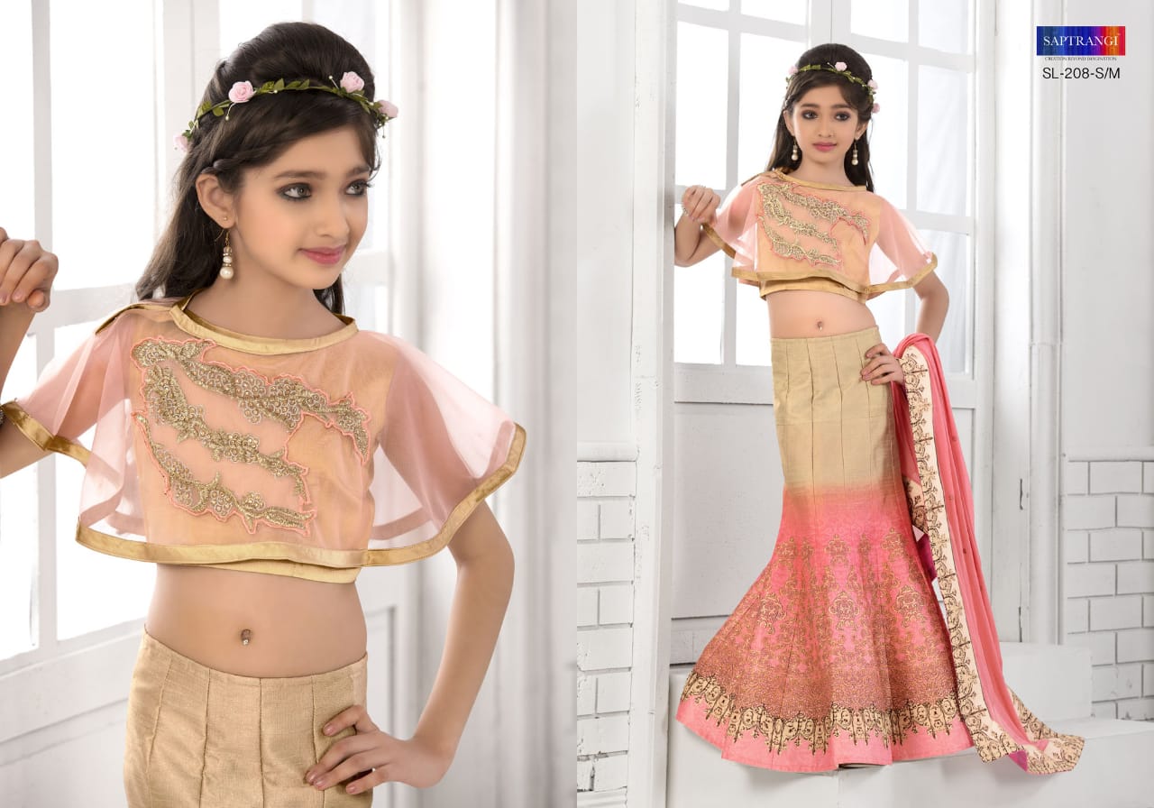 Saptrangi 201 Daughter Series By Saptrangi 201 To 212 Series Designer Wedding Collection Suits Beautiful Stylish Fancy Colorful Party Wear & Occasional Wear Net/georgette Embroidered Lehengas At Wholesale Price