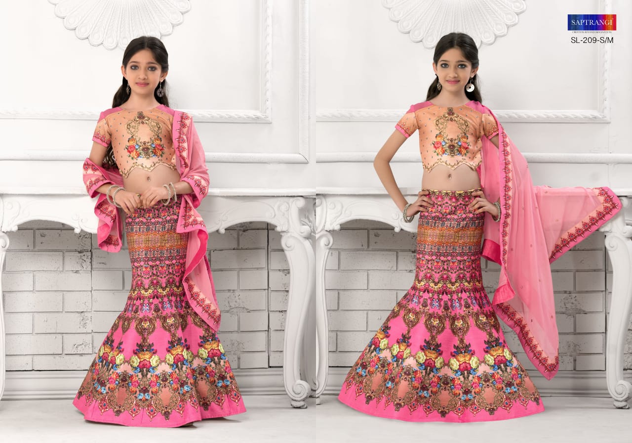 Saptrangi 201 Daughter Series By Saptrangi 201 To 212 Series Designer Wedding Collection Suits Beautiful Stylish Fancy Colorful Party Wear & Occasional Wear Net/georgette Embroidered Lehengas At Wholesale Price