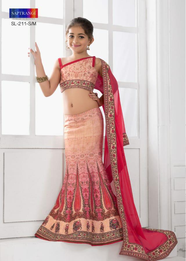 Saptrangi 201 Daughter Series By Saptrangi 201 To 212 Series Designer Wedding Collection Suits Beautiful Stylish Fancy Colorful Party Wear & Occasional Wear Net/georgette Embroidered Lehengas At Wholesale Price