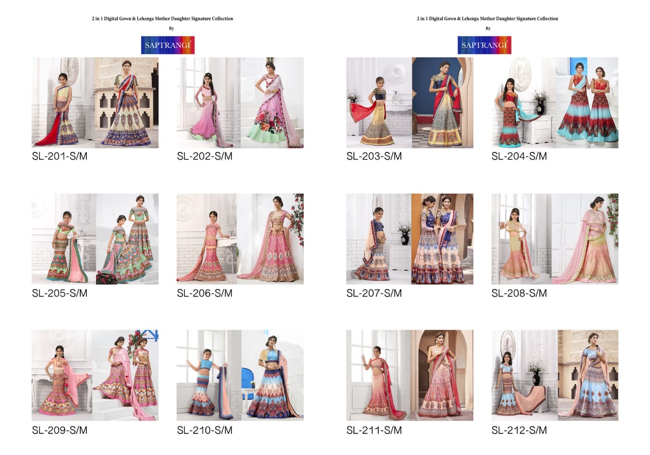 Saptrangi 201 Daughter Series By Saptrangi 201 To 212 Series Designer Wedding Collection Suits Beautiful Stylish Fancy Colorful Party Wear & Occasional Wear Net/georgette Embroidered Lehengas At Wholesale Price