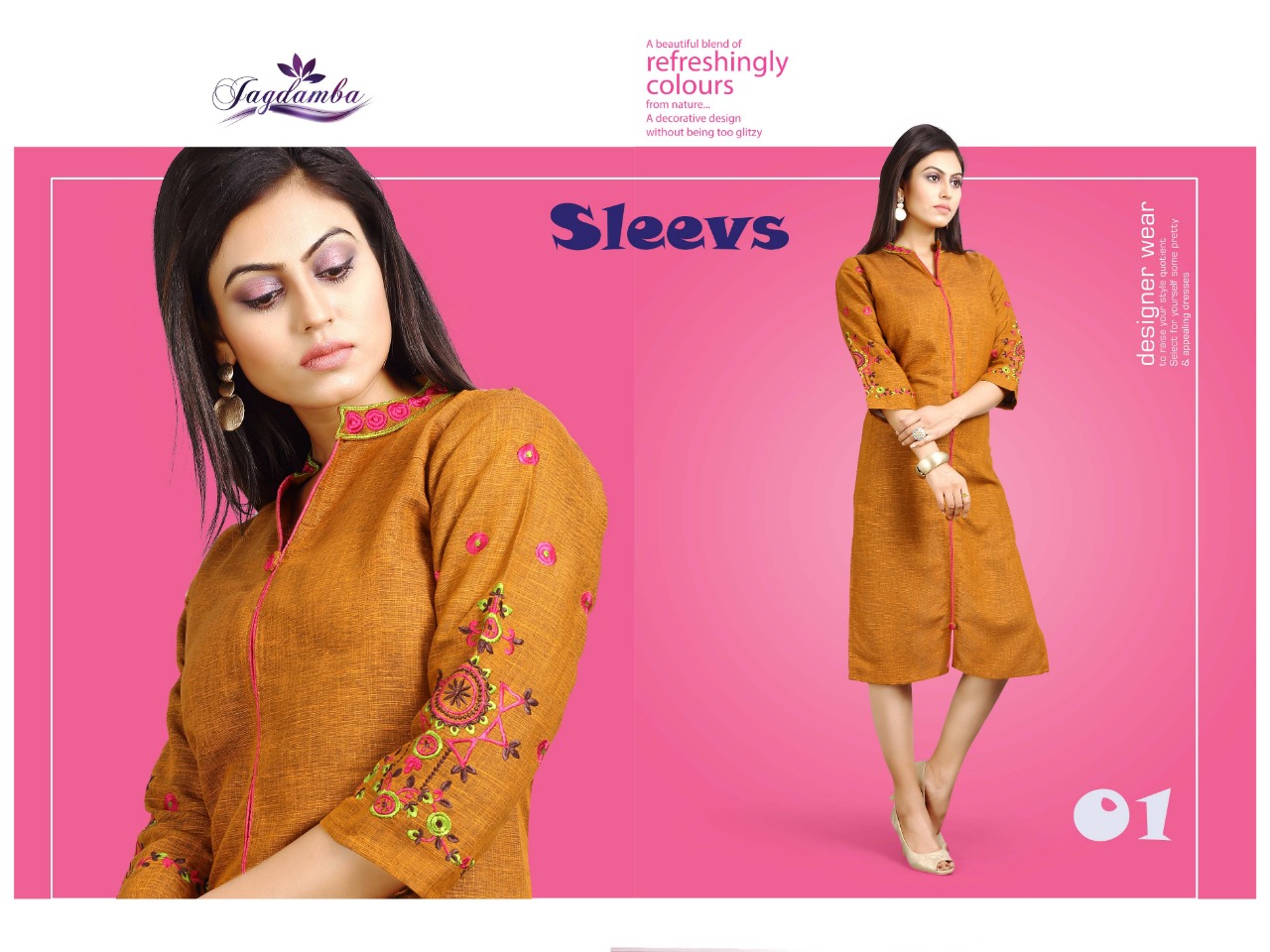 Sleevs By Jagdamba 01 To 10 Series Beautiful Stylish Fancy Colorful Casual Wear & Ethnic Wear & Ready To Wear Heavy Reyon Cross & Work Kurtis At Wholesale Price