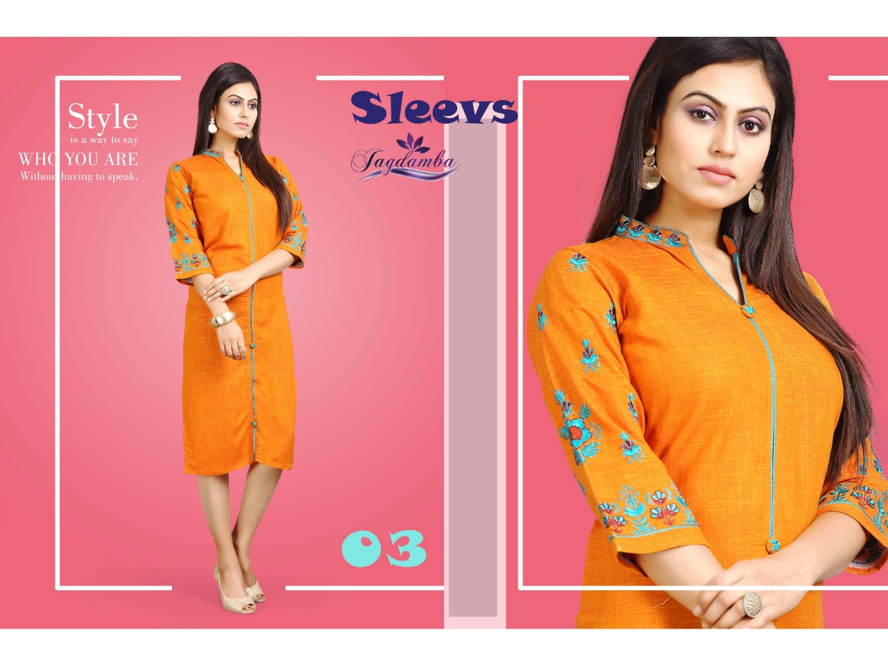 Sleevs By Jagdamba 01 To 10 Series Beautiful Stylish Fancy Colorful Casual Wear & Ethnic Wear & Ready To Wear Heavy Reyon Cross & Work Kurtis At Wholesale Price