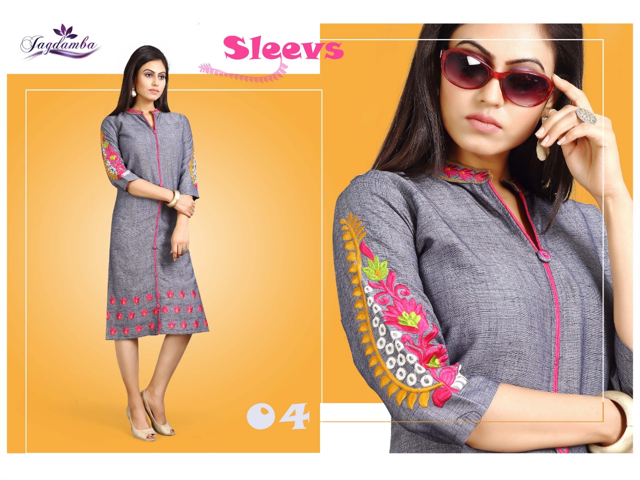 Sleevs By Jagdamba 01 To 10 Series Beautiful Stylish Fancy Colorful Casual Wear & Ethnic Wear & Ready To Wear Heavy Reyon Cross & Work Kurtis At Wholesale Price