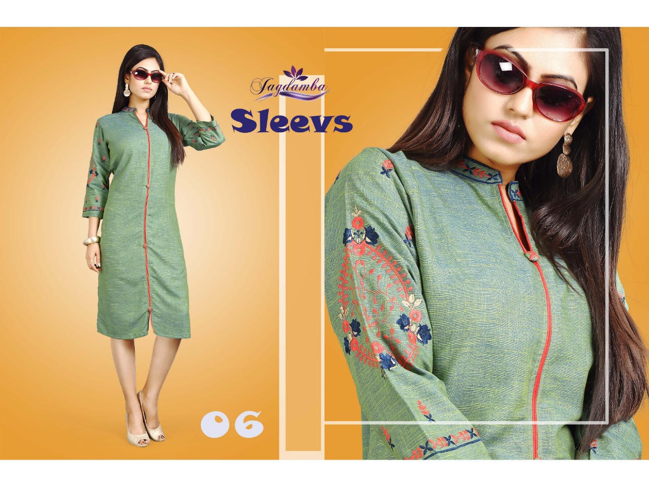Sleevs By Jagdamba 01 To 10 Series Beautiful Stylish Fancy Colorful Casual Wear & Ethnic Wear & Ready To Wear Heavy Reyon Cross & Work Kurtis At Wholesale Price