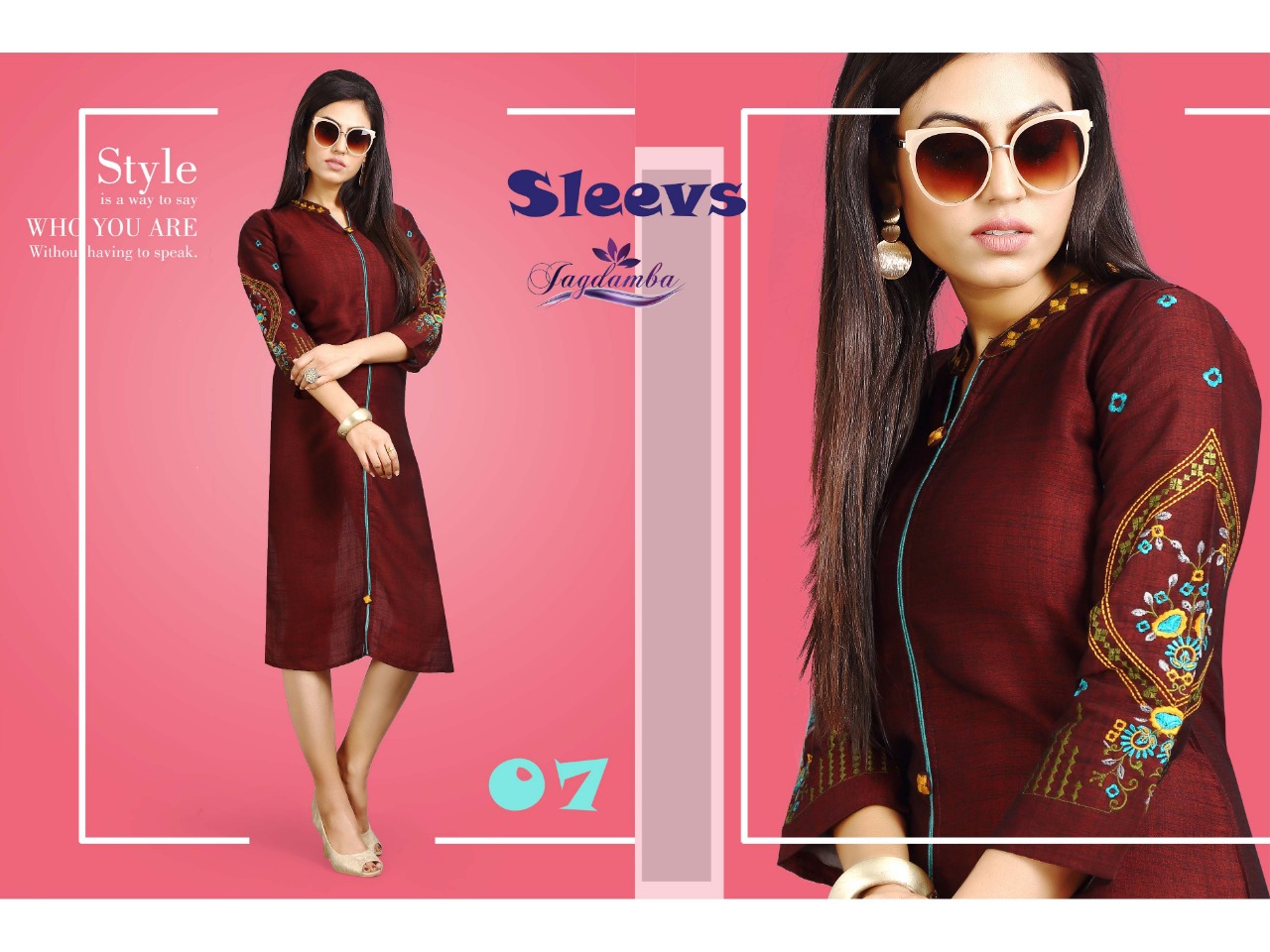 Sleevs By Jagdamba 01 To 10 Series Beautiful Stylish Fancy Colorful Casual Wear & Ethnic Wear & Ready To Wear Heavy Reyon Cross & Work Kurtis At Wholesale Price
