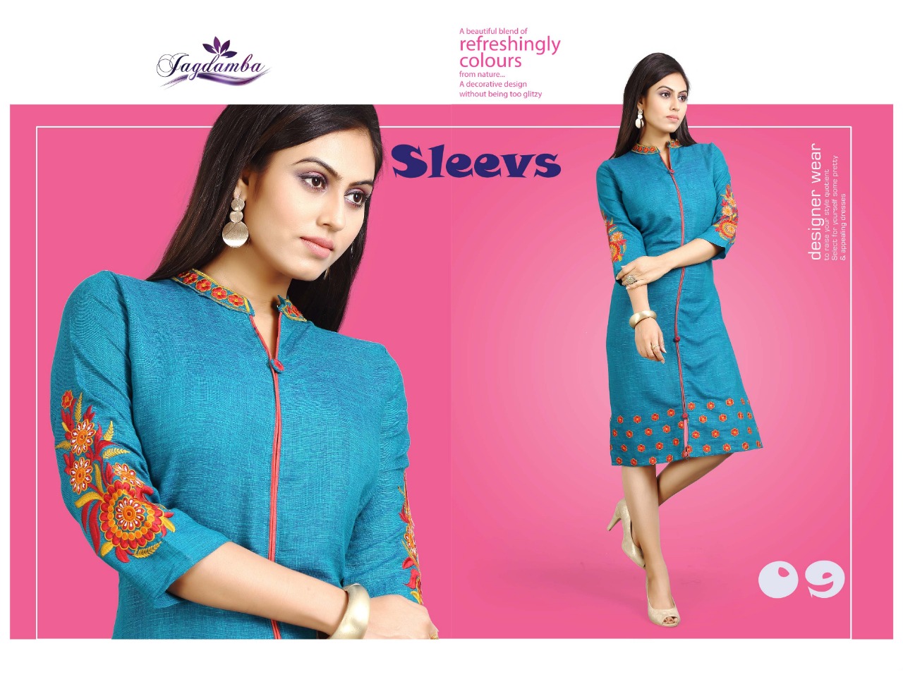 Sleevs By Jagdamba 01 To 10 Series Beautiful Stylish Fancy Colorful Casual Wear & Ethnic Wear & Ready To Wear Heavy Reyon Cross & Work Kurtis At Wholesale Price