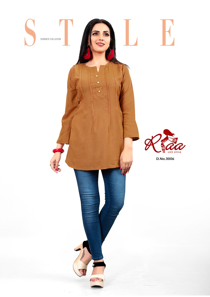 Snap Style By Riaa Liestyle 3001 To 3007 Series Indian Traditional Wear Collection Beautiful Stylish Fancy Colorful Party Wear & Occasional Wear Heavy Two Tone Slub Kurtis At Wholesale Price
