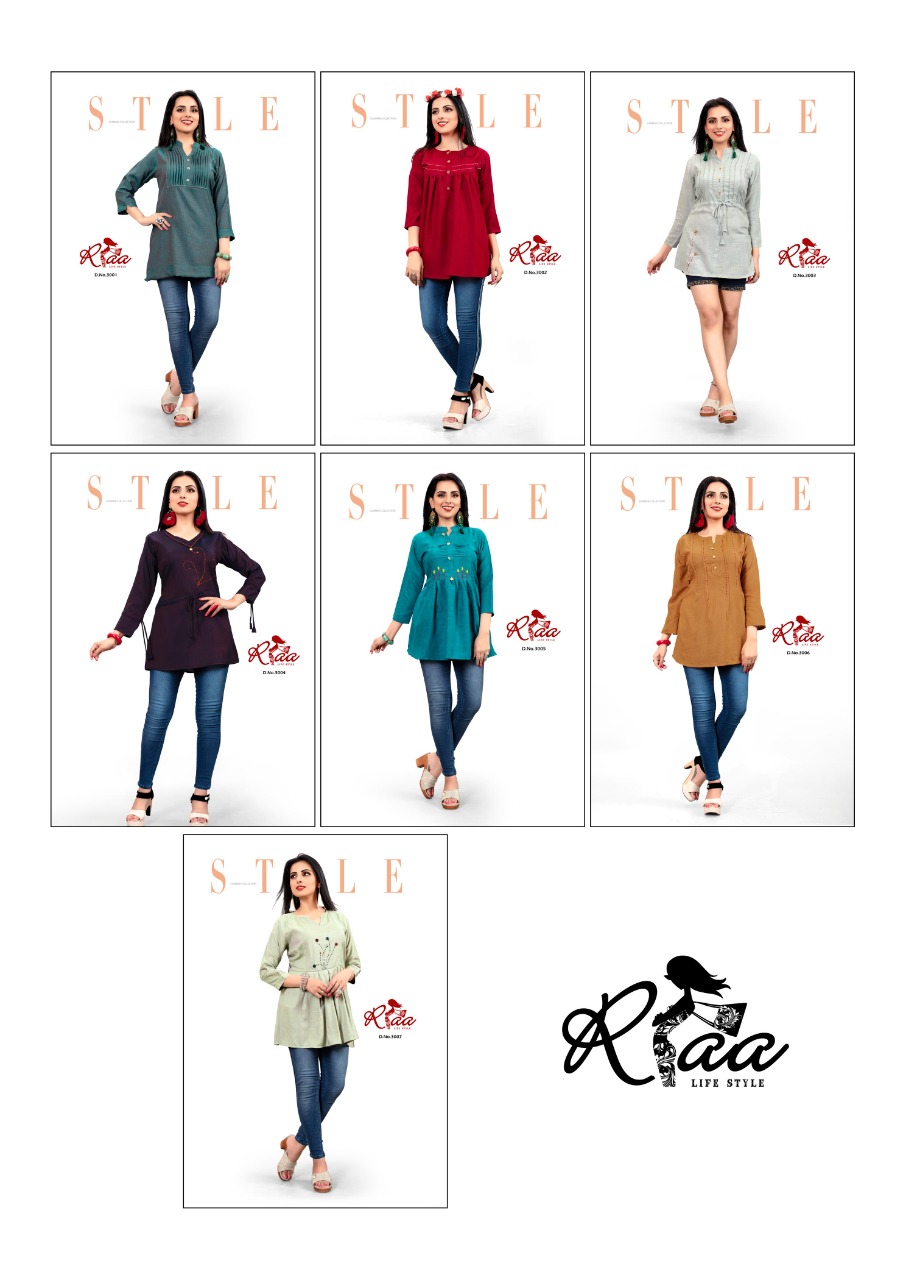 Snap Style By Riaa Liestyle 3001 To 3007 Series Indian Traditional Wear Collection Beautiful Stylish Fancy Colorful Party Wear & Occasional Wear Heavy Two Tone Slub Kurtis At Wholesale Price