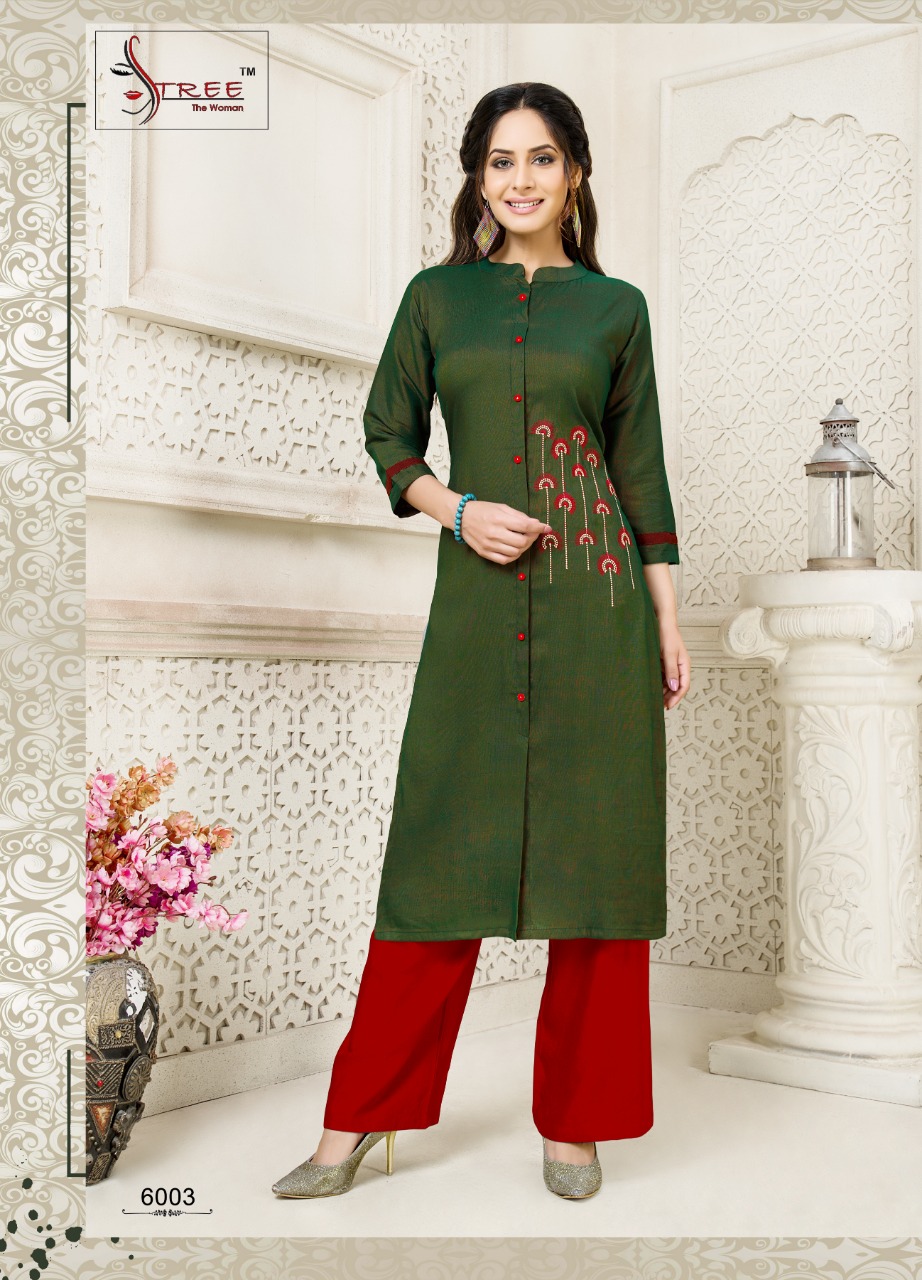 Snappy Vol-6 By Shree Creation 6001 To 6006 Series Beautiful Colorful Stylish Fancy Casual Wear & Ethnic Wear & Ready To Wear Heavy Rayon Two Tone Slub With Embroidery Kurtis At Wholesale Price